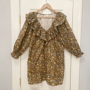 Grace Holiday Margaux Dress Autumn Floral Size Small Ruffle 100% Cotton Prairie